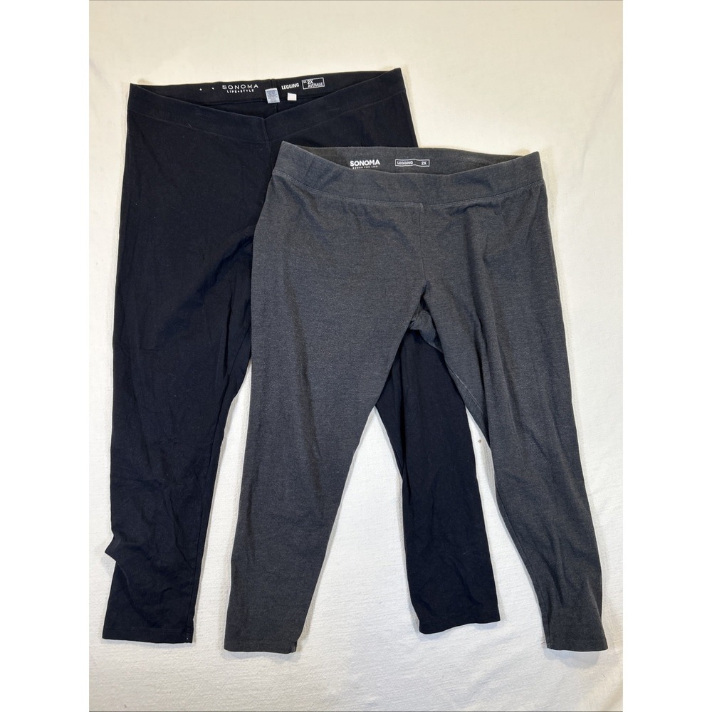 Lot of 2 Sonoma Women Legging Black Gray 2XL Stretch